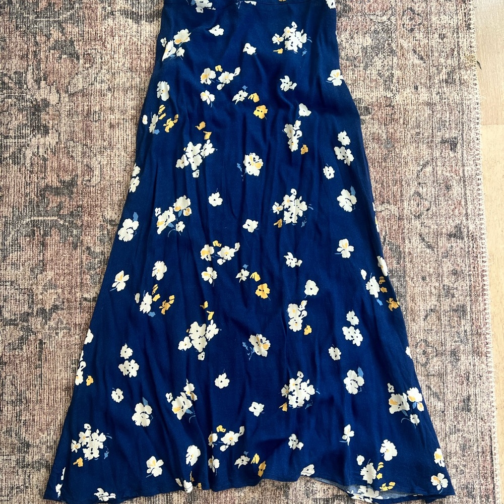 Reformation Blue and White Maxi A-Line Skirt for Casual Wear